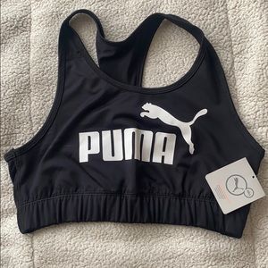 NWT Black Puma Logo Sports Bra with White Logo XL